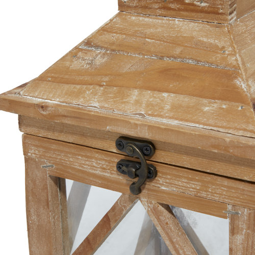 Loon Peak® 2 Piece Evansville Tall Wood Candle Lantern Set & Reviews Wayfair